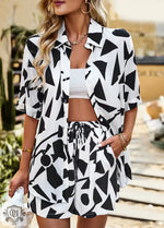 Geometric Print Two-Piece Set - Clothing