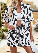 Geometric Print Two-Piece Set - Clothing