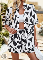 Geometric Print Two-Piece Set - Clothing