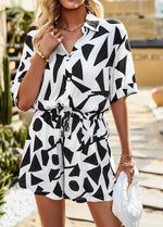 Geometric Print Two-Piece Set - Clothing