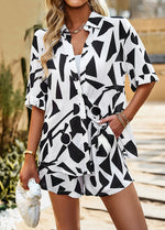 Geometric Print Two-Piece Set - Clothing