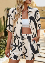 Geometric Print Two-Piece Set - Clothing