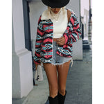 Velvet Geometric Print Plush Coat - QH Clothing