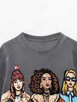 Girl Print Graphic Sweater Top - QH Clothing