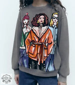 Girl Print Graphic Sweater Top - QH Clothing