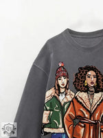 Girl Print Graphic Sweater Top - QH Clothing