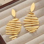 18K gold exquisite personalized fish bone and tassel design light luxury style earrings - QH Clothing