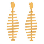 18K gold exquisite personalized fish bone and tassel design light luxury style earrings - QH Clothing