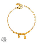 18K gold trendy and fashionable lotus flower with round bead design light luxury style anklet - QH Clothing