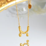 18K gold trendy and fashionable lotus flower with round bead design light luxury style anklet - QH Clothing