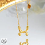 18K gold trendy and fashionable lotus flower with round bead design light luxury style anklet - QH Clothing