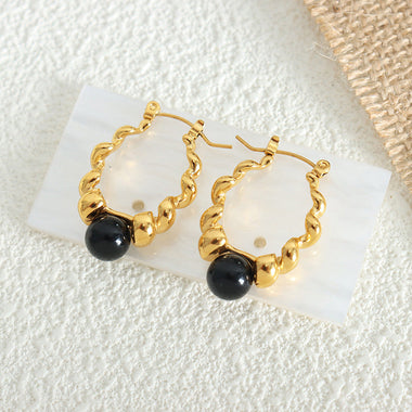 18K Gold Retro Fashion Hollow Thread Design Versatile Earrings - QH Clothing