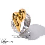 18K gold fashionable gold and silver color matching thread design ring - QH Clothing