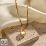 Exquisite 18K Gold Heart Shape Necklace: Timeless Elegance -  QH Clothing