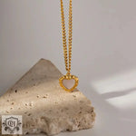 Exquisite 18K Gold Heart Shape Necklace: Timeless Elegance -  QH Clothing