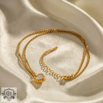 Exquisite 18K Gold Heart Shape Necklace: Timeless Elegance -  QH Clothing