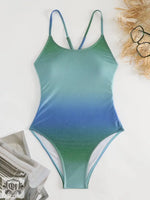 Gradient Ombre Backless Sling Swimsuit - QH Clothing