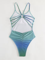 Gradient Ombre Backless Sling Swimsuit - QH Clothing