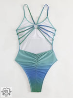 Gradient Ombre Backless Sling Swimsuit - QH Clothing