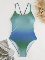 Gradient Ombre Backless Sling Swimsuit - QH Clothing