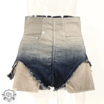 Gradient Ombre High Waist Denim Shorts - QH Clothing