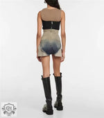 Gradient Ombre High Waist Denim Shorts - QH Clothing