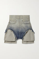 Gradient Ombre High Waist Denim Shorts - QH Clothing