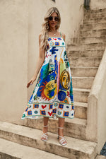 ’Boho Graffiti Print Swing Dress’ - Clothing