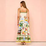 Graffiti Print Swing Linen Dress - QH Clothing