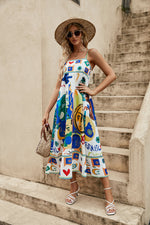 ’Boho Graffiti Print Swing Dress’ - Clothing