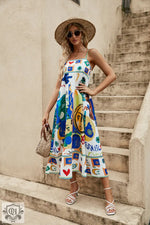 ’Boho Graffiti Print Swing Dress’ - Clothing