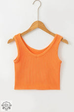 Grapefruit Orange Ribbed Seamless Cropped Tank Top - Tops/Crop Tops