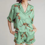 ​Graphic Button Pocket Pajama Set -  QH Clothing