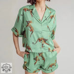 ​Graphic Button Pocket Pajama Set -  QH Clothing