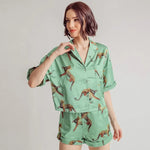 ​Graphic Button Pocket Pajama Set -  QH Clothing