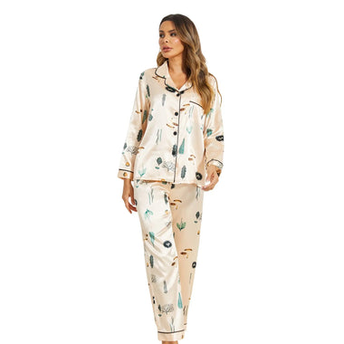 ​Satin Tropical Print Pajama Set -  QH Clothing