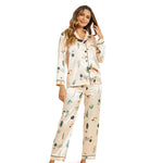 ​Satin Tropical Print Pajama Set -  QH Clothing