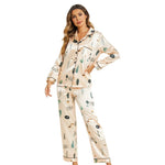 ​Satin Tropical Print Pajama Set -  QH Clothing