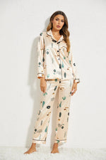 ​Satin Tropical Print Pajama Set -  QH Clothing