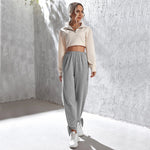 Gray Casual Sports Pants Women - QH Clothing