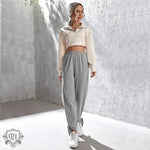 Gray Casual Sports Pants Women - QH Clothing