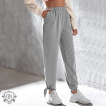 Gray Casual Sports Pants Women - QH Clothing