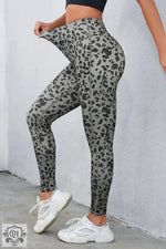 Gray Classic Leopard Print Active Leggings - Bottoms/Leggings