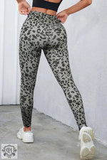 Gray Classic Leopard Print Active Leggings - Bottoms/Leggings