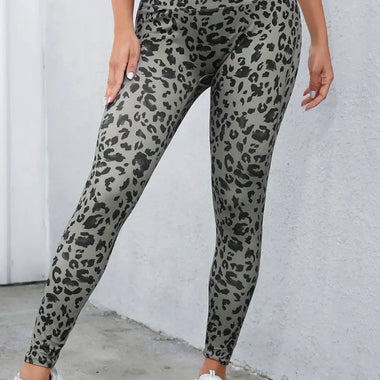 Gray Classic Leopard Print Active Leggings - Gray / S / 85% Polyester + 15% Elastane - Bottoms/Leggings