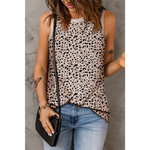 Gray Leopard Print Round Neck Tank Top - Tops/Tank Tops