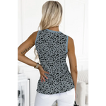 Gray Leopard Print Round Neck Tank Top - Tops/Tank Tops