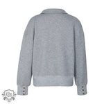 Gray Turn Down Collar Sweater - QH Clothing