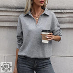 Gray Turn Down Collar Sweater - QH Clothing