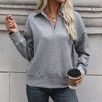 Gray Turn Down Collar Sweater - QH Clothing